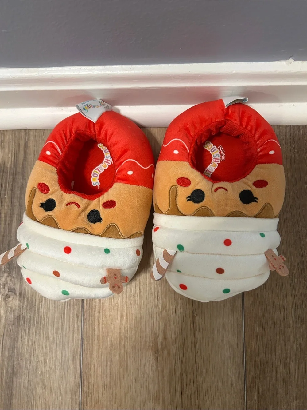 Christmas Squishmallows Kids Gingerbread Plush Slippers